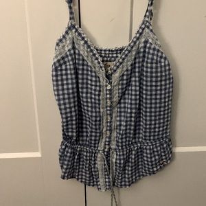 Blue and white checkered tank top